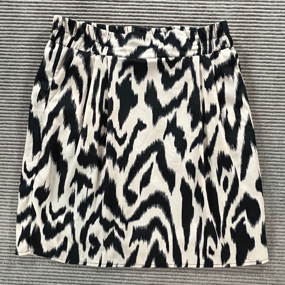 Moonlight Womens Black White Ikat Animal Print Elastic Waist Mini Skirt Size L